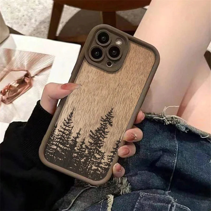 Funda de Teléfono Madera Retro Bosque Marrón para iPhone