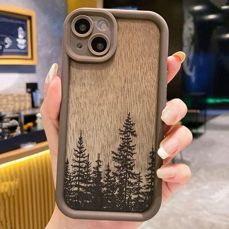 Funda de Teléfono Madera Retro Bosque Marrón para iPhone