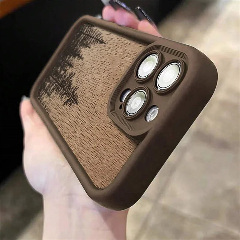 Funda de Teléfono Madera Retro Bosque Marrón para iPhone