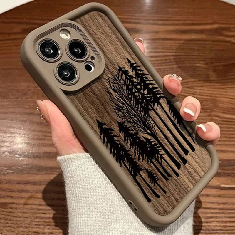 Funda de Teléfono Madera Retro Bosque Marrón para iPhone