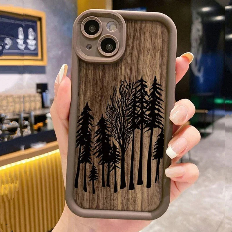 Funda de Teléfono Madera Retro Bosque Marrón para iPhone