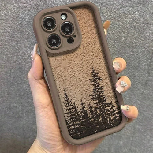 Funda de Teléfono Madera Retro Bosque Marrón para iPhone