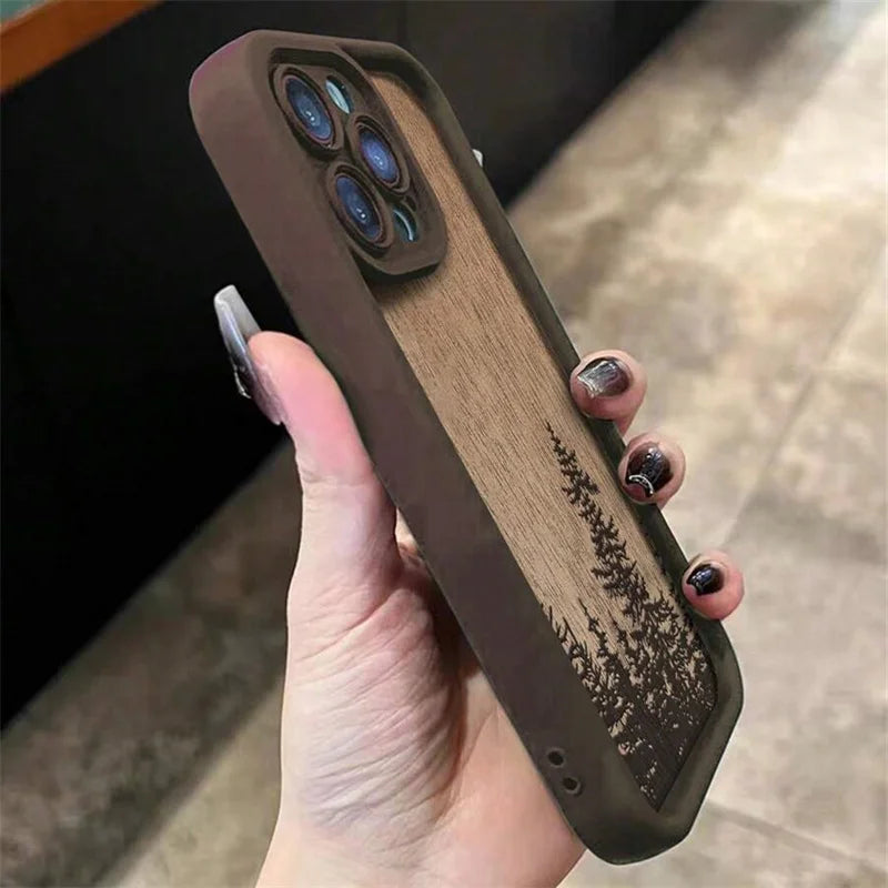 Funda de Teléfono Madera Retro Bosque Marrón para iPhone